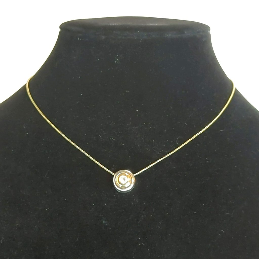 Lauren Conrad Lc Gold Silver Tone Round Solitaire Pendant Necklace